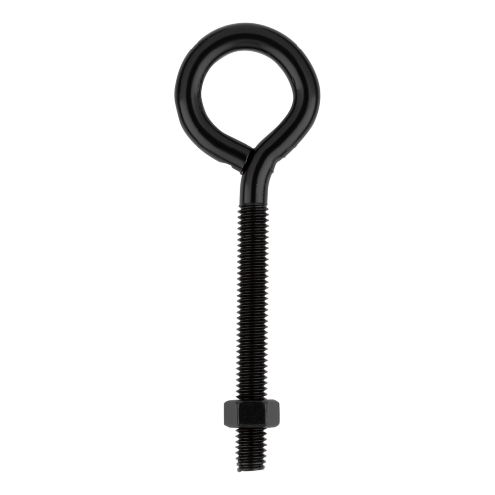 Black storm shine eye bolt with threaded shaft and nut for secure fastening in hardware and fasteners under $50 collection