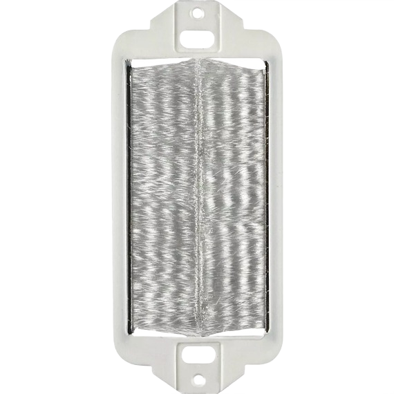White brush passthrough wall plate insert with flexible bristles for clean cable management in home improvement projects