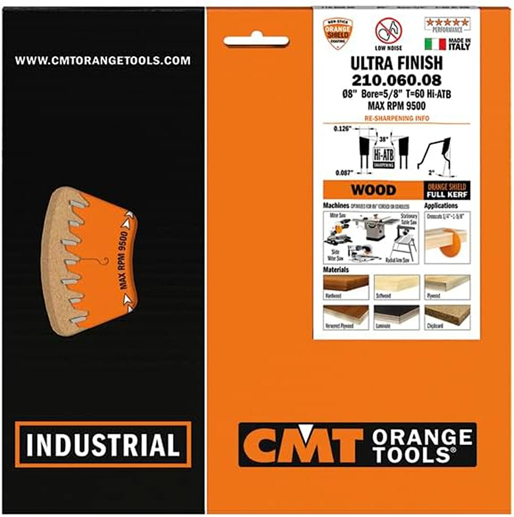 CMT Orange Tools 8" 60T Ultra Finish-Plywood & Melamine Saw Blade