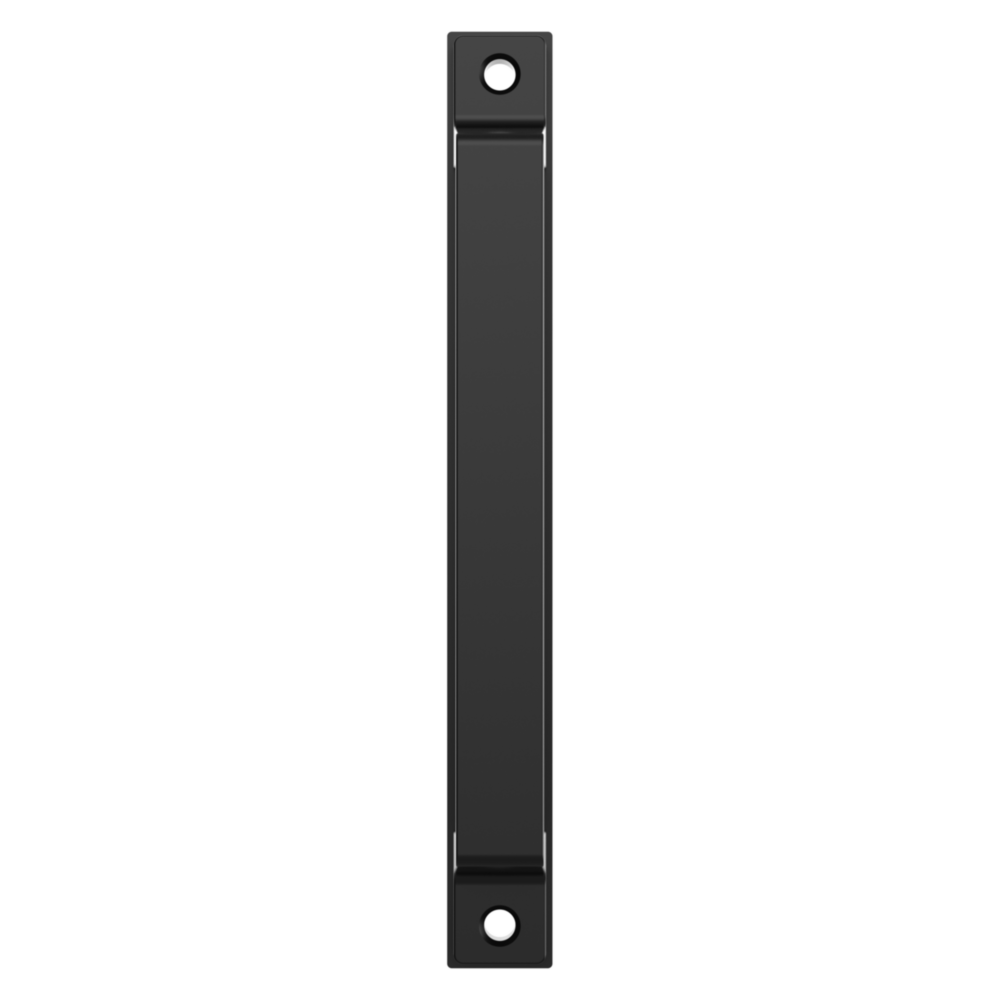 Sleek black gate pull with corrosion-resistant WeatherGuard finish for gate hardware and home improvement projects