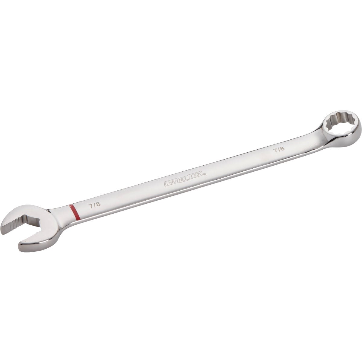 Polished steel combination wrench with 12-point box end and open end for home improvement tools use