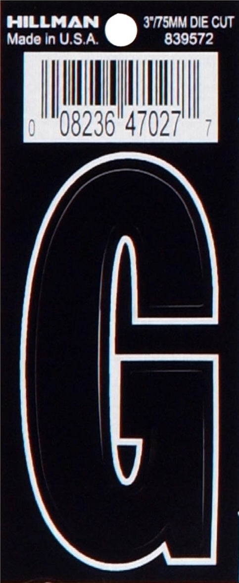 Hillman 3 in. Black Matte Vinyl Die Cut Sticker Thin Letter G