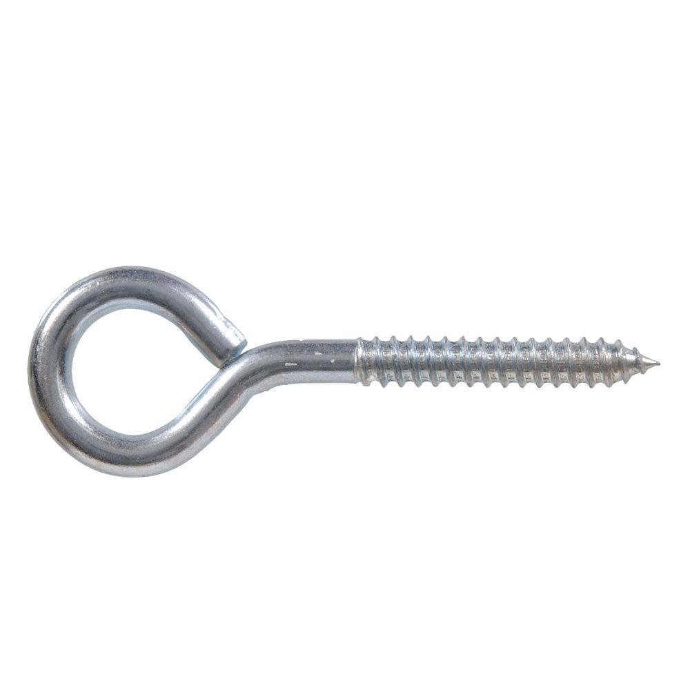 Zinc-plated 1/2 inch lag screw eye with threaded shaft for hardware and fastener applications under $50.