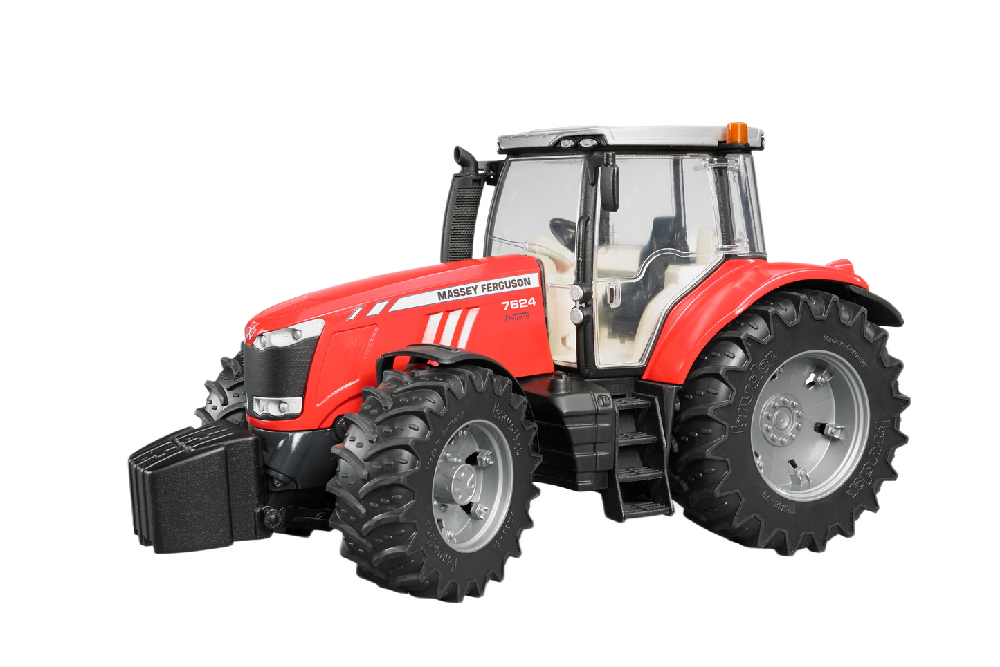 Red Massey Ferguson 7624 toy tractor model with detailed tires and cabin in Bruder Toys and Vehicles collection