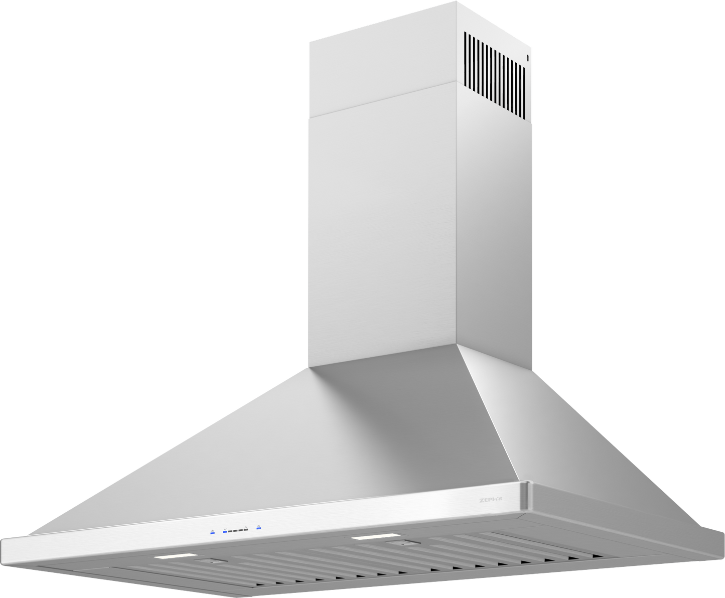 white energy star-certified chimney hood with LED lighting and airflow control for kitchen ventilation and home improvement