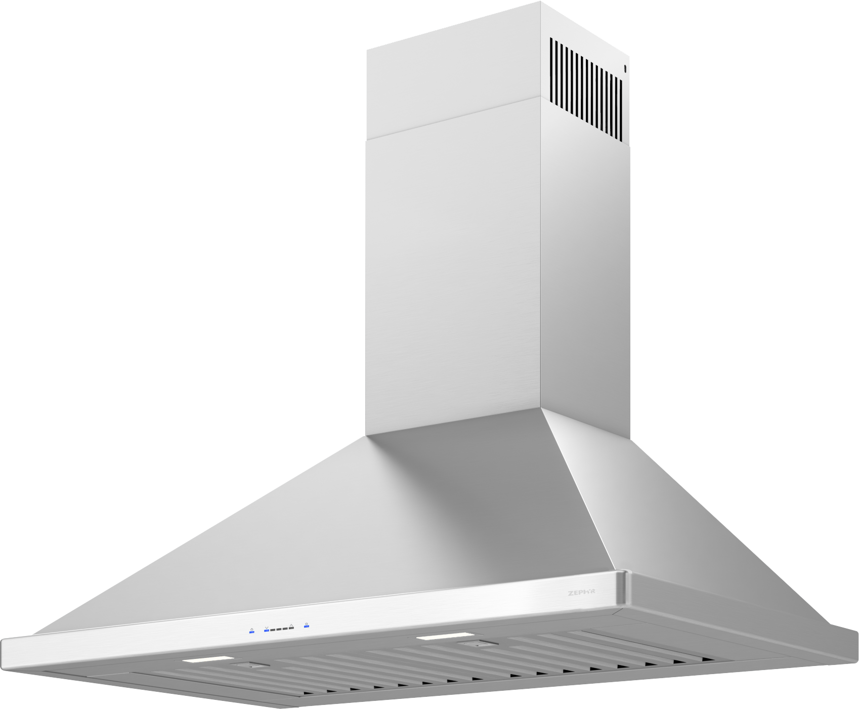 white energy star-certified chimney hood with LED lighting and airflow control for kitchen ventilation and home improvement