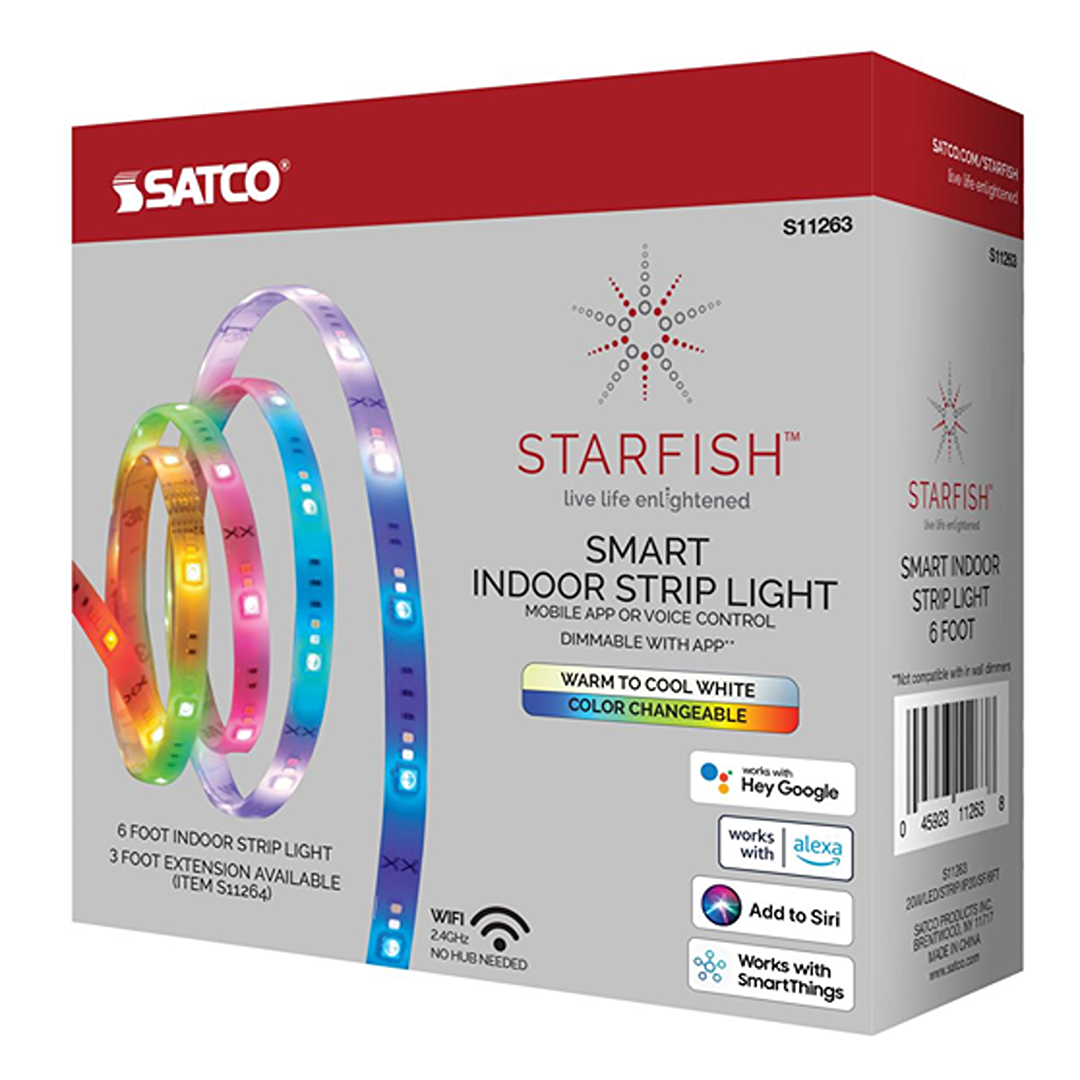 Color changing smart indoor LED strip light with Starfish Wi-Fi control for home lighting under $100 collection