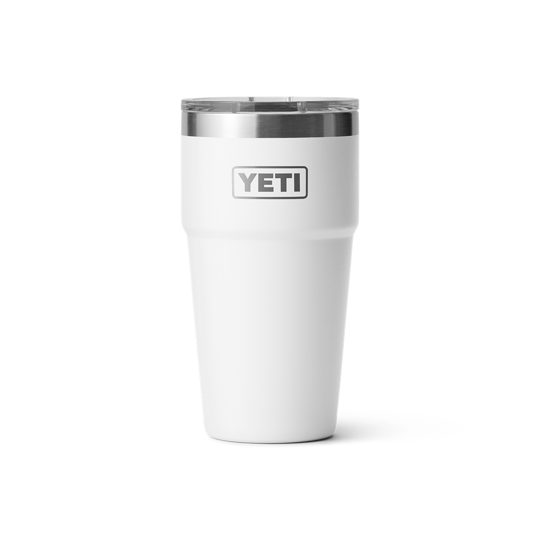 20 oz. white insulated stackable cup with clear lid, durable drinkware for kitchen, tableware, and outdoor use