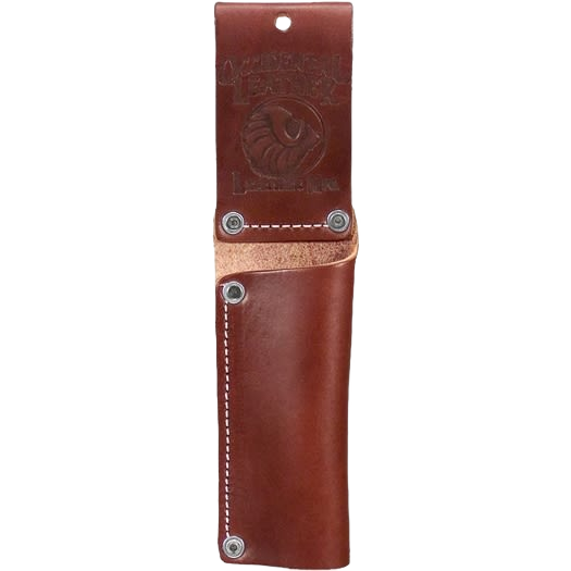 Brown leather universal tool holster with reinforced stitching for workshop organization and tool storage collections