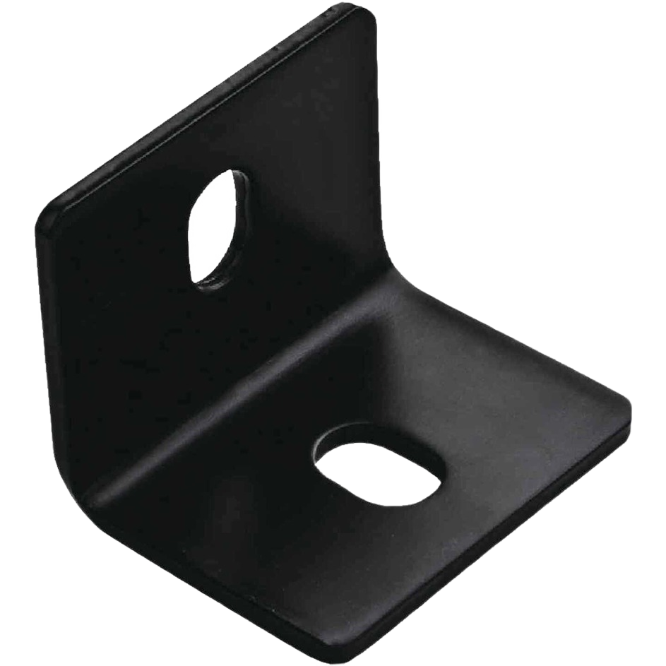 Black heavy-duty rounded square corner brace with two mounting holes for building hardware and home improvement projects under $50 collection