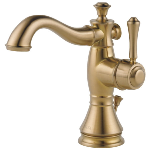 Champagne bronze single-handle bathroom faucet with classic curved spout and lever handle for home improvement