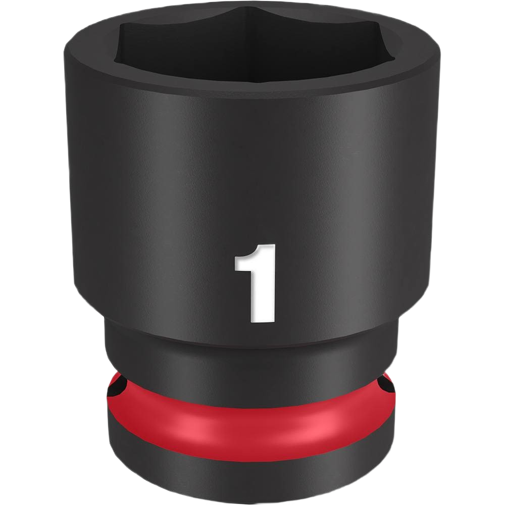 Black impact socket with red ring and six-point hex opening for heavy-duty hand tool use in home improvement tasks