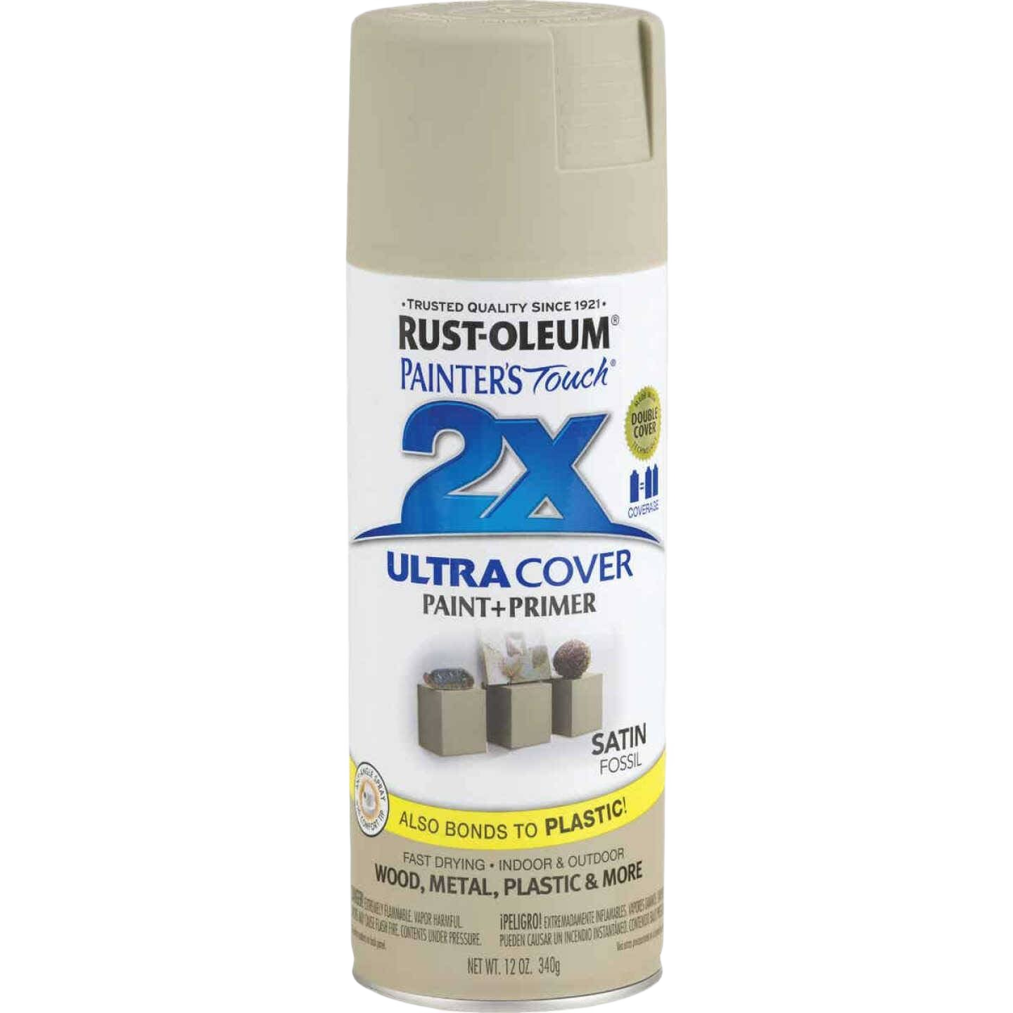 Rust-Oleum satin fossil spray paint and primer for home improvement in Spray Paint and Rust Oleum collections