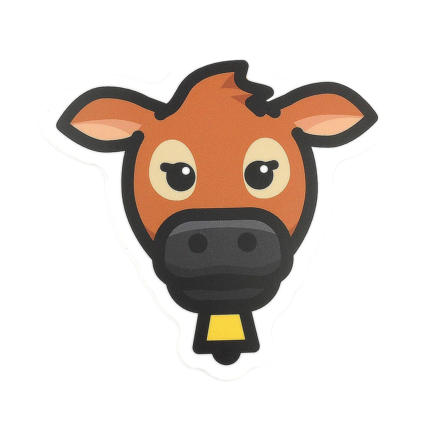 Cartoon cow face sticker with gold bell, suitable for kitchenware, storage, and dorm organization collections under $25.