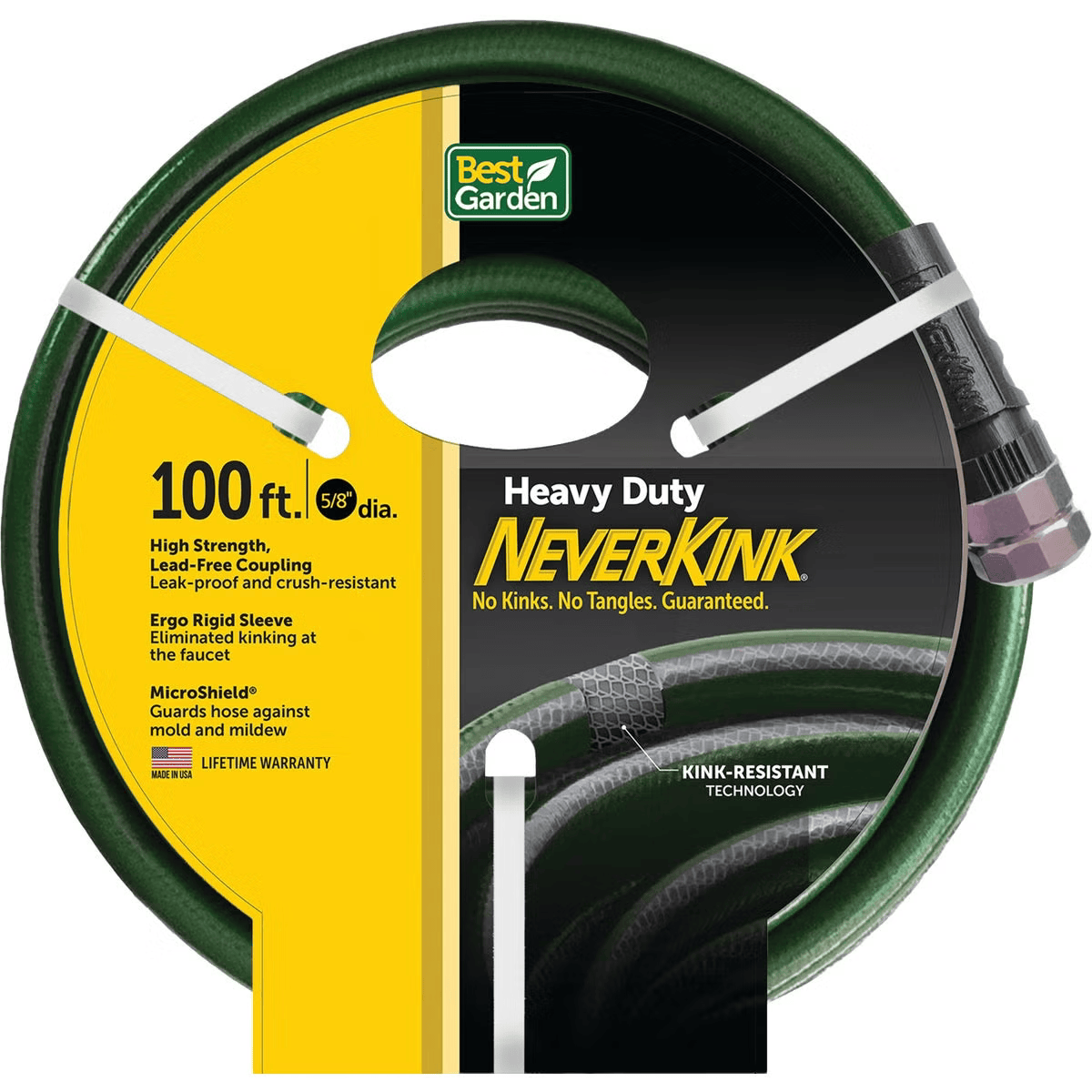 Best Garden NeverKink 5/8" x 100' Heavy-Duty Garden Hose