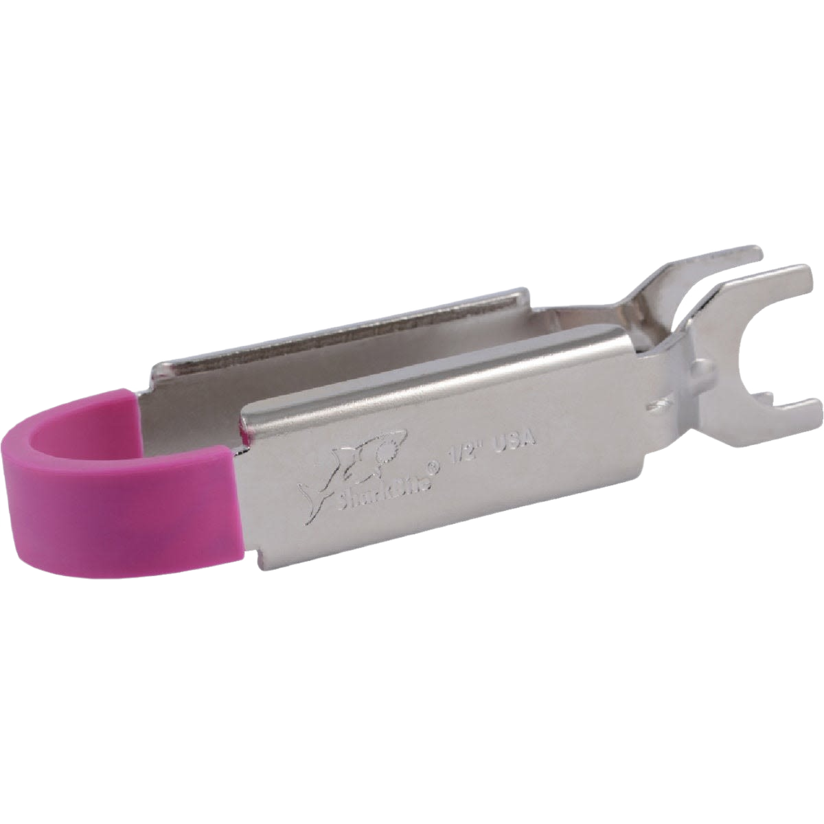 Metal disconnect tool with pink rubber grip for easy removal of push-fit fittings in plumbing and pipes collections under $50