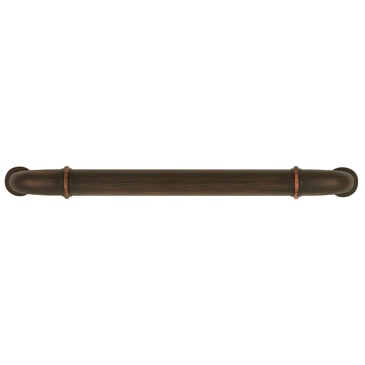 Vintage bronze finished cabinet pull with rounded ends, ideal for furniture hardware and home improvement projects under $50
