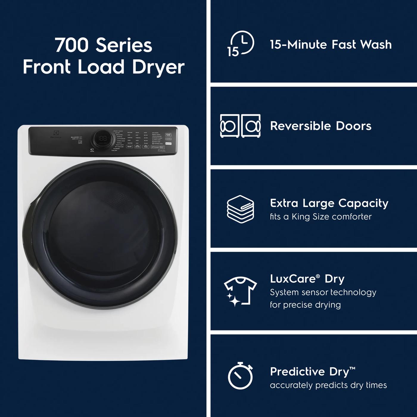 Front Load Perfect Steam™ Electric Dryer with Balanced Dry™ and Instant Refresh – 8.0 Cu. Ft.