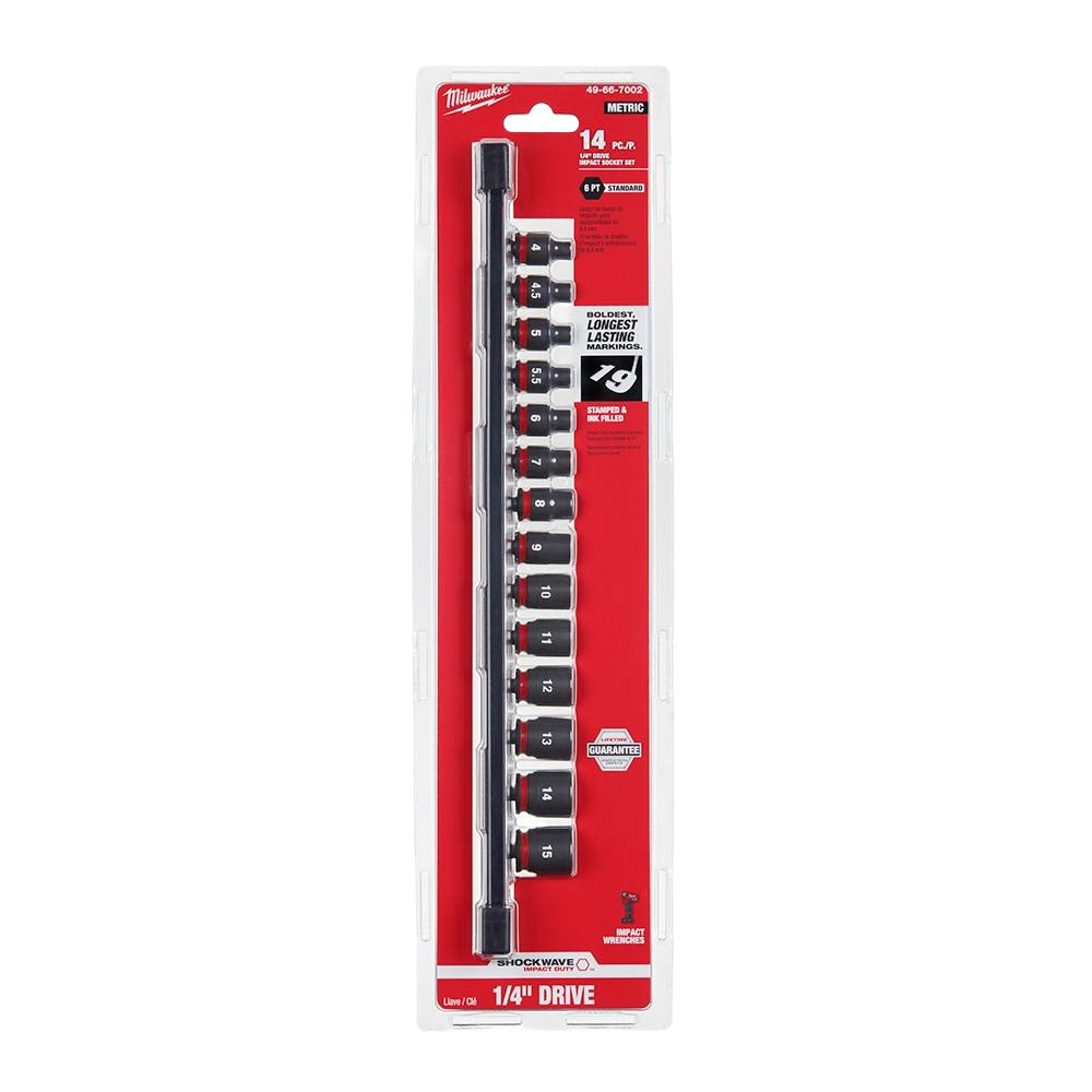 14-piece metric socket set with 1/4" drive in durable impact duty design for hand tools and home improvement tasks