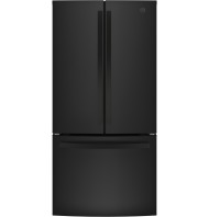 Black counter-depth French-door refrigerator with bottom freezer from kitchen and appliance collections