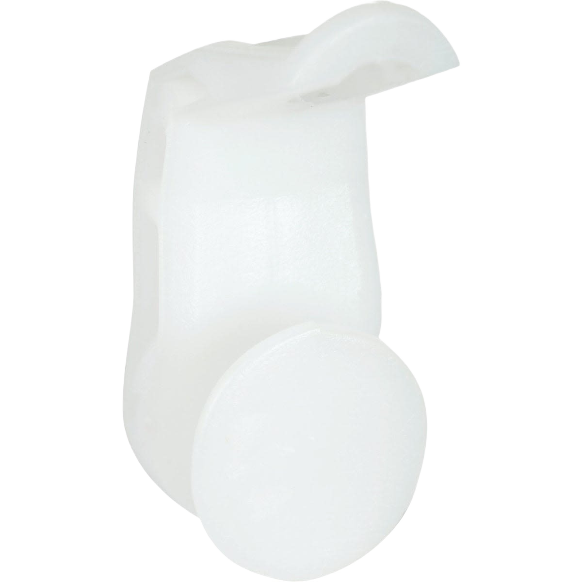 White plastic traverse rod slide carrier designed for smooth curtain movement in home improvement projects