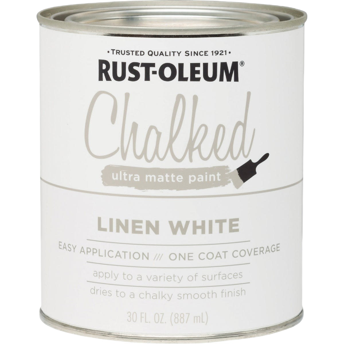 30 oz can of Rust-Oleum Linen White ultra matte chalk paint for home improvement and specialty paint projects