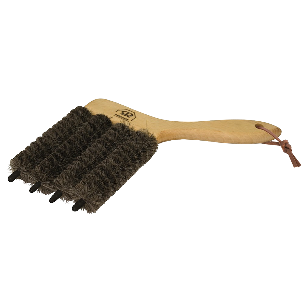 Wood-handled cleaning brush with four dense round bristle clusters, part of Cleaning Tools and Under $50 collections.