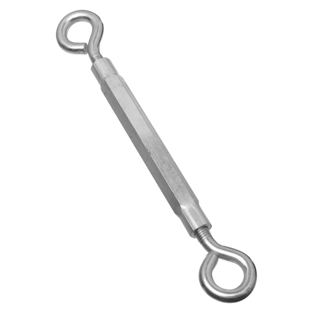 Zinc eye and eye turnbuckle with hex body for adjustable tensioning in hardware and fasteners collections under $50