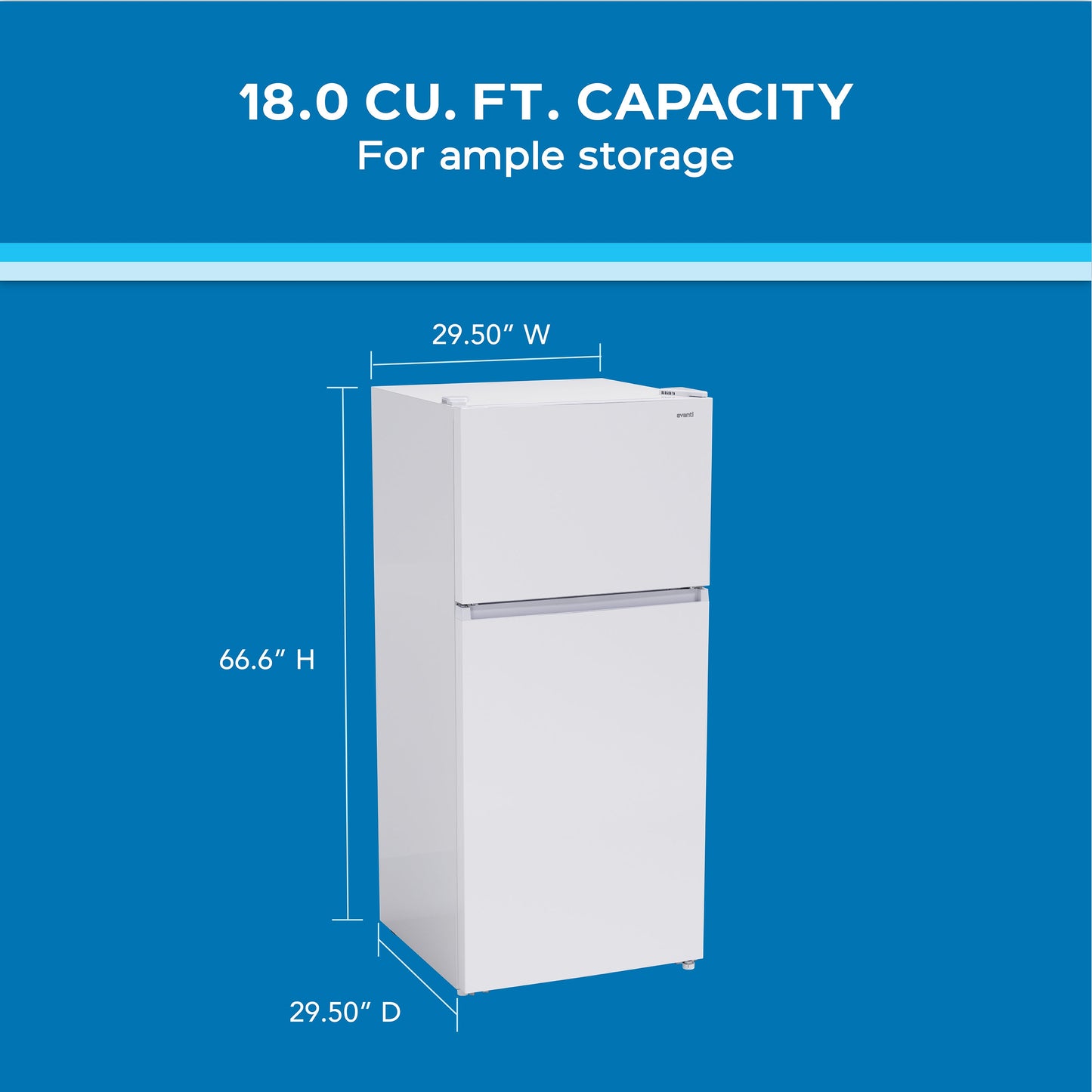 Avanti Frost-Free Apartment Size Garage Ready Refrigerator, 18.0 cu. ft. - White