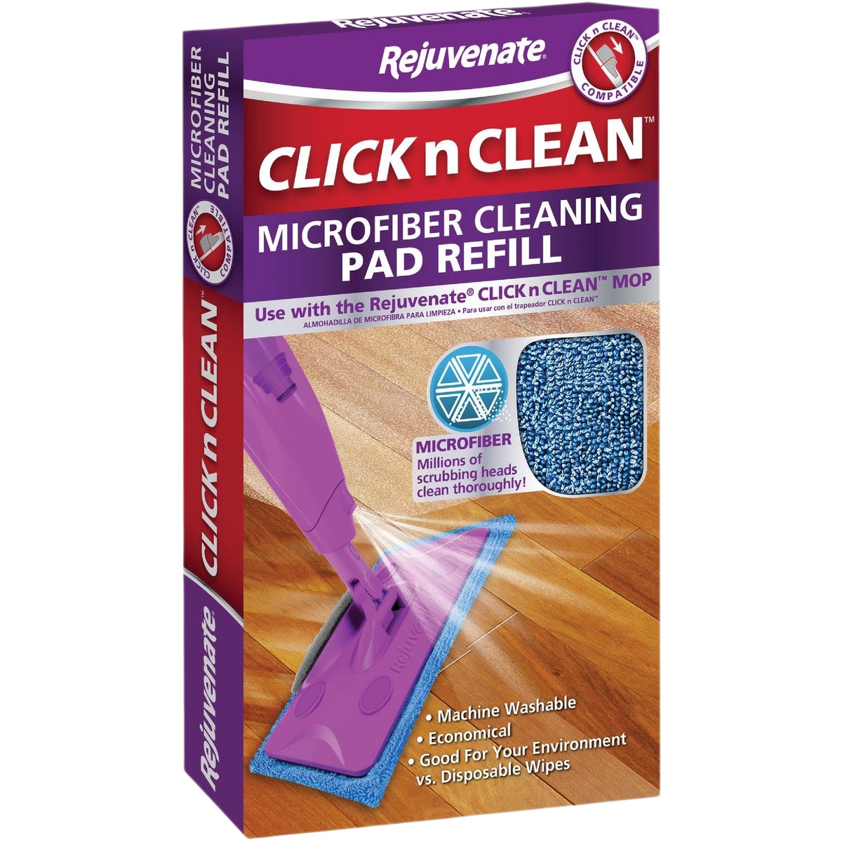 Purple cleaning mop refill pad with dense blue microfiber for efficient dirt and grime removal in cleaning tools collection