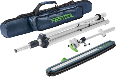 Blue Festool storage bag with folded white inspection tripod and inspection light for tool accessories and home improvement.