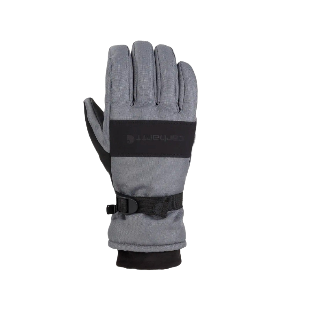 Medium dark grey and black insulated winter glove with adjustable wrist strap in clothing and accessories collections