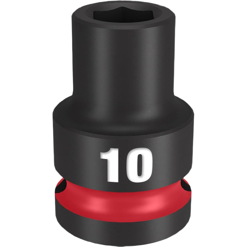 Black impact socket with white size marking and red accent for sockets and ratchets in hand tools collections
