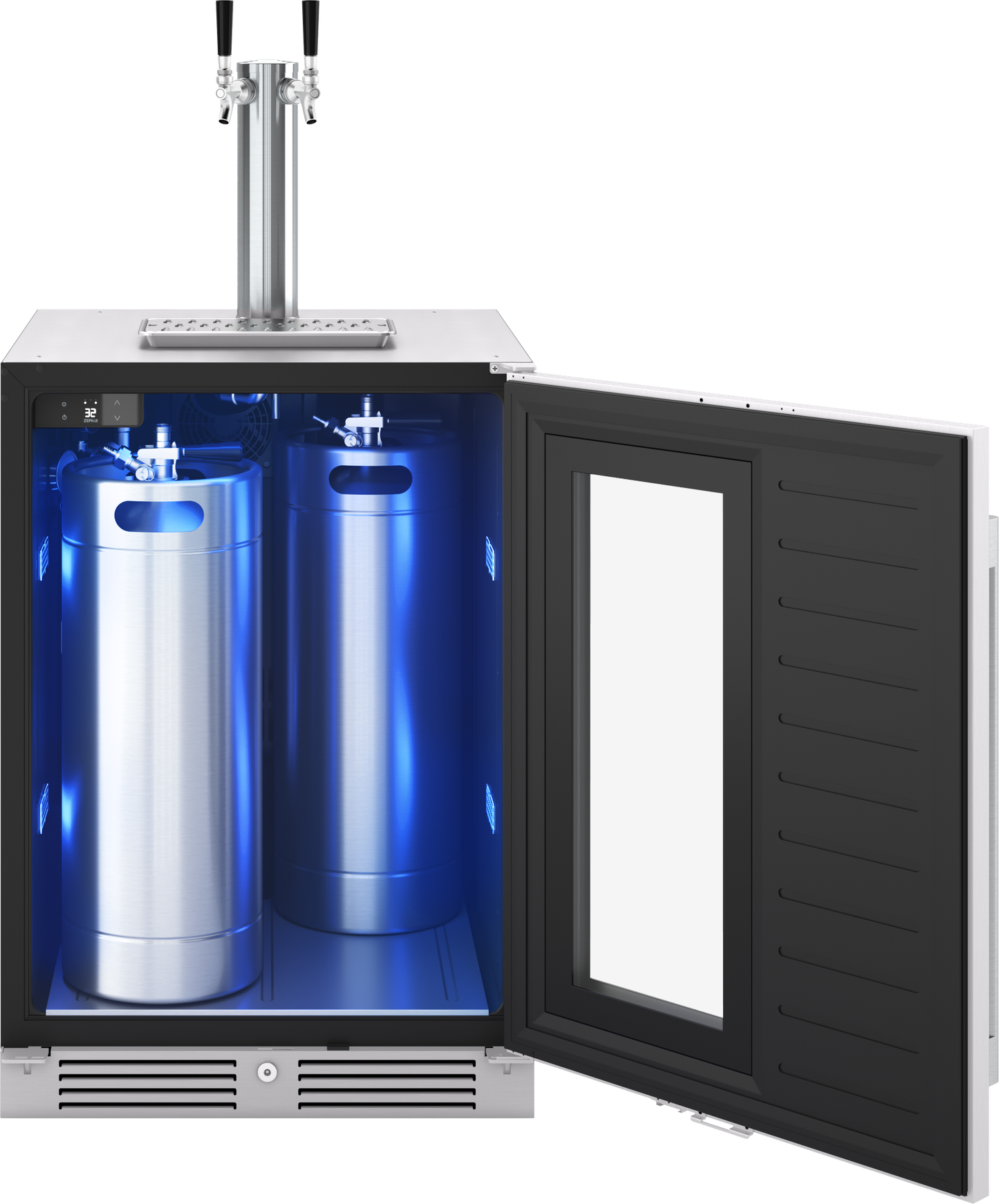 Presrv Kegerator & Beverage Cooler, 24in Under Cabinet, SS+Glass, Reverse Door, 1 Zone