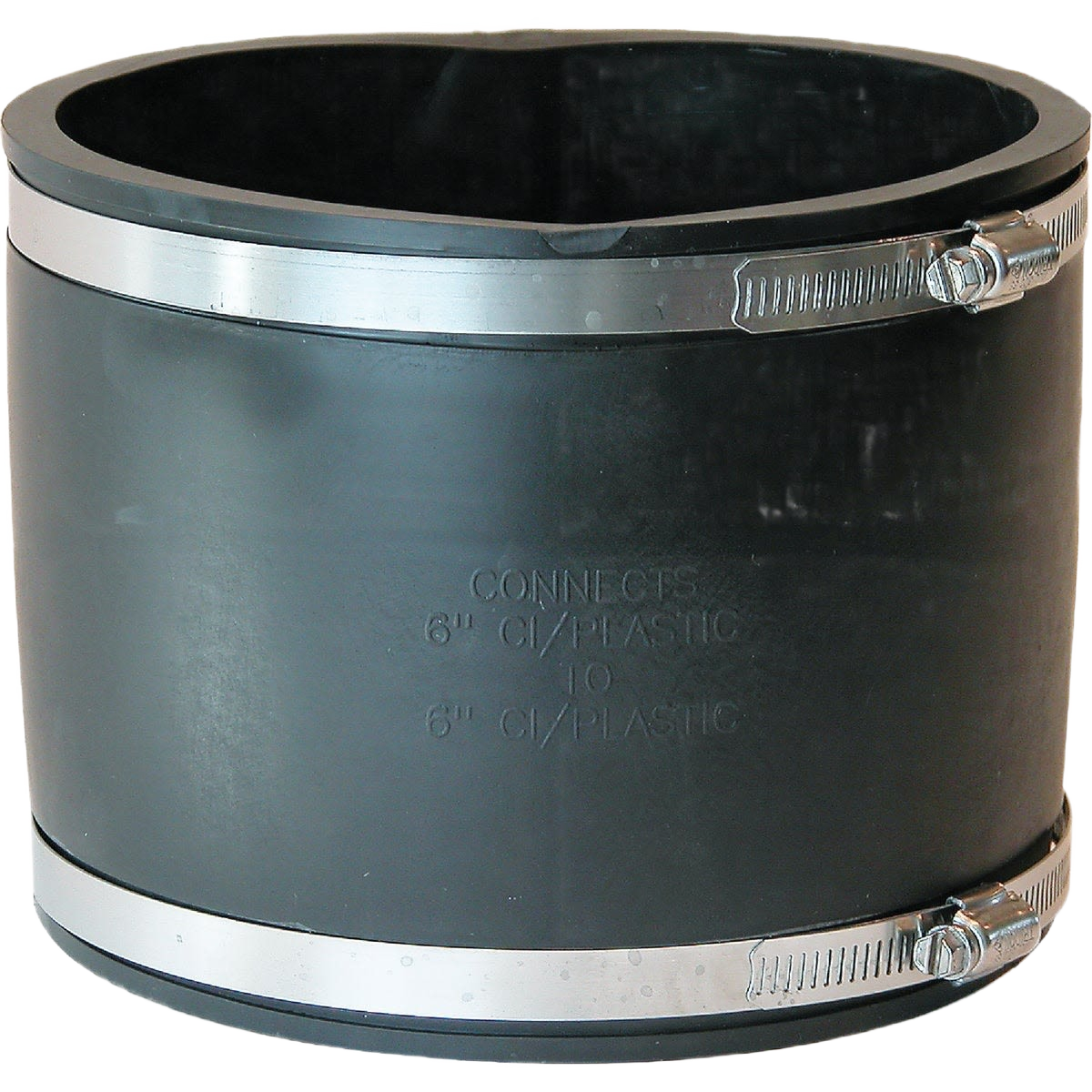 Black flexible PVC pipe coupling with metal clamps for plumbing and home improvement under $50 collections