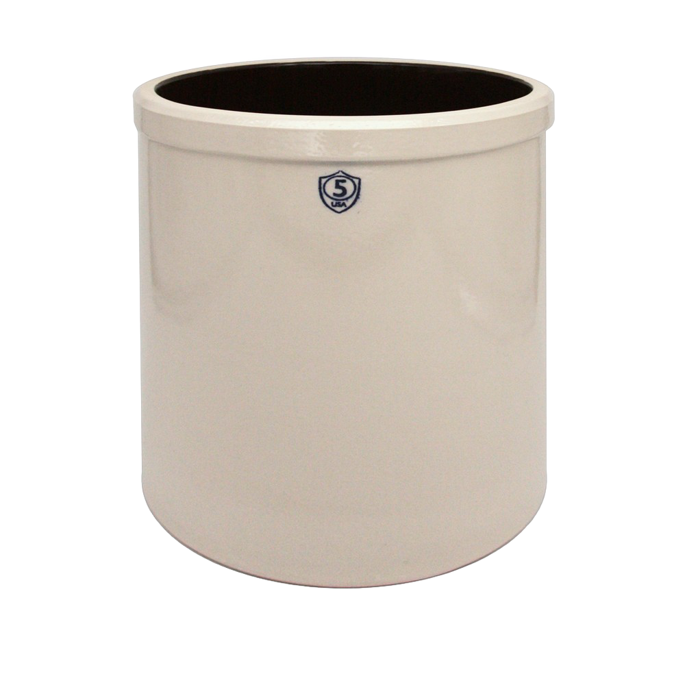 Cream ceramic crock with blue emblem, ideal for kitchenware and under $100 collections in home storage and preservation