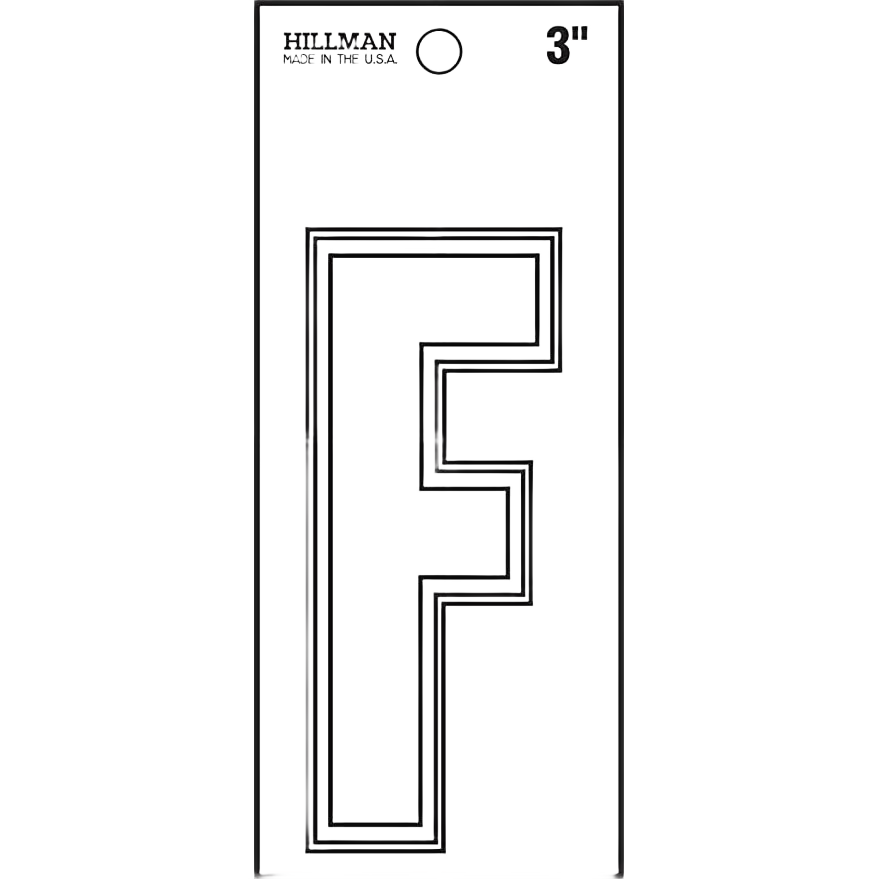 White matte die cut vinyl sticker of a thin letter F for home improvement labeling or decoration use.