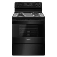 sleek black electric range with four coil burners and digital easy touch controls for kitchen appliances collection
