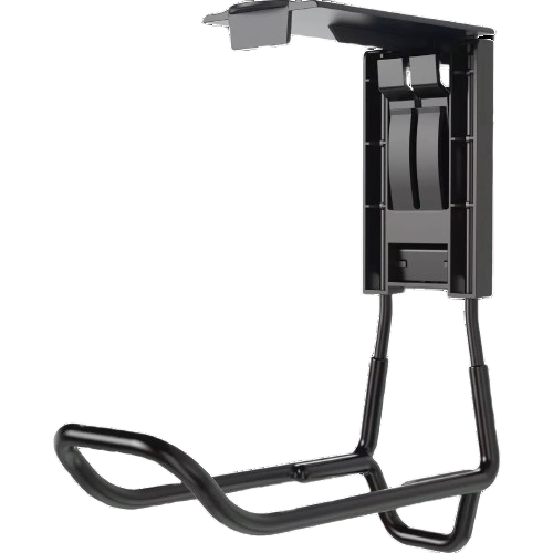 Black metal closed magnetic hook with wide curved hanging arm designed for secure storage in home improvement tasks