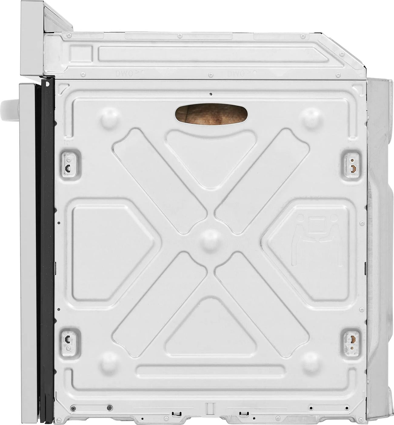 Side view of a 30-inch electric wall oven showcasing the metal exterior panel in kitchen appliances.