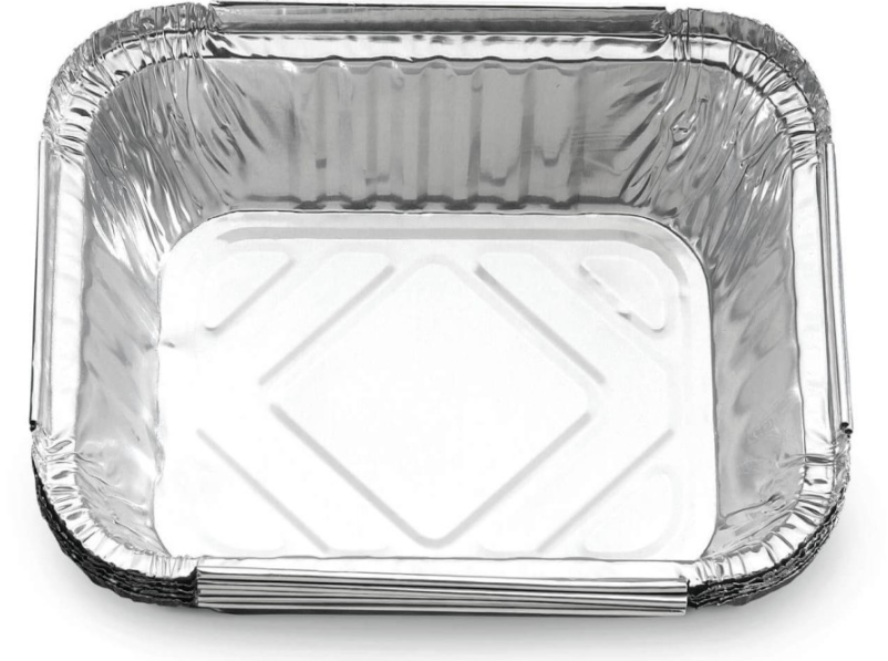 Disposable aluminum grease drip tray designed for grill accessories and outdoor cooking cleanup, ideal for maintaining grill hygiene.