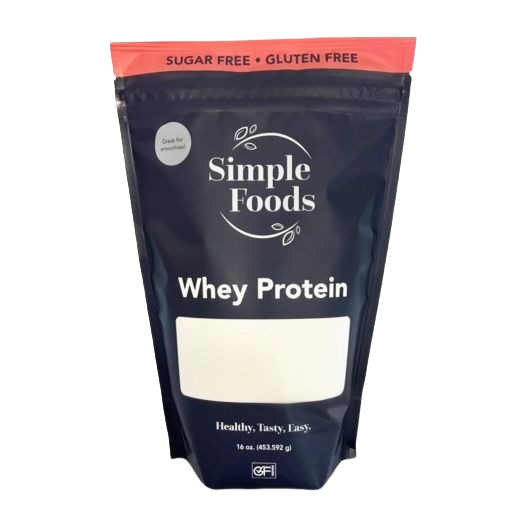 Resealable bag of Simple Foods Whey Protein powder, gluten free and sugar free, from Food & Beverage collection