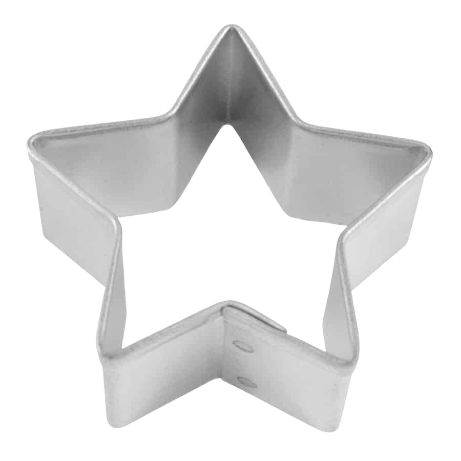 Small silver metal star-shaped cookie cutter for crafting star-shaped baked treats and decorations