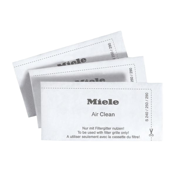 White rectangular AirClean filters for home air purification with printed instructions and brand name visible