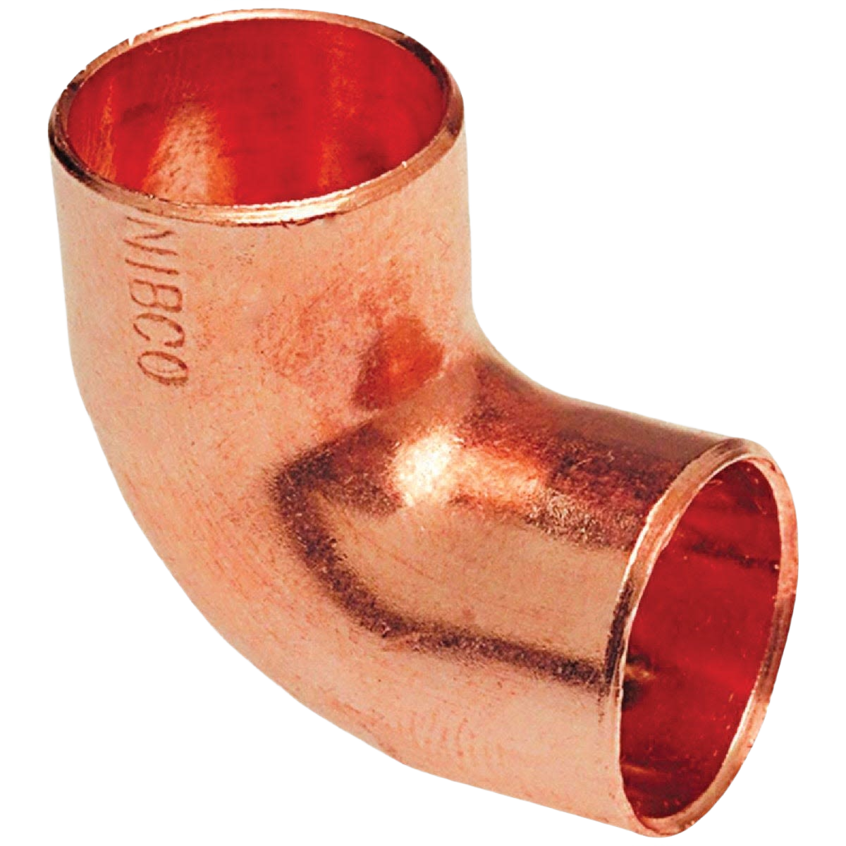 Copper reducing elbow fitting with 90-degree bend for plumbing and copper pipe connections in home improvement collections