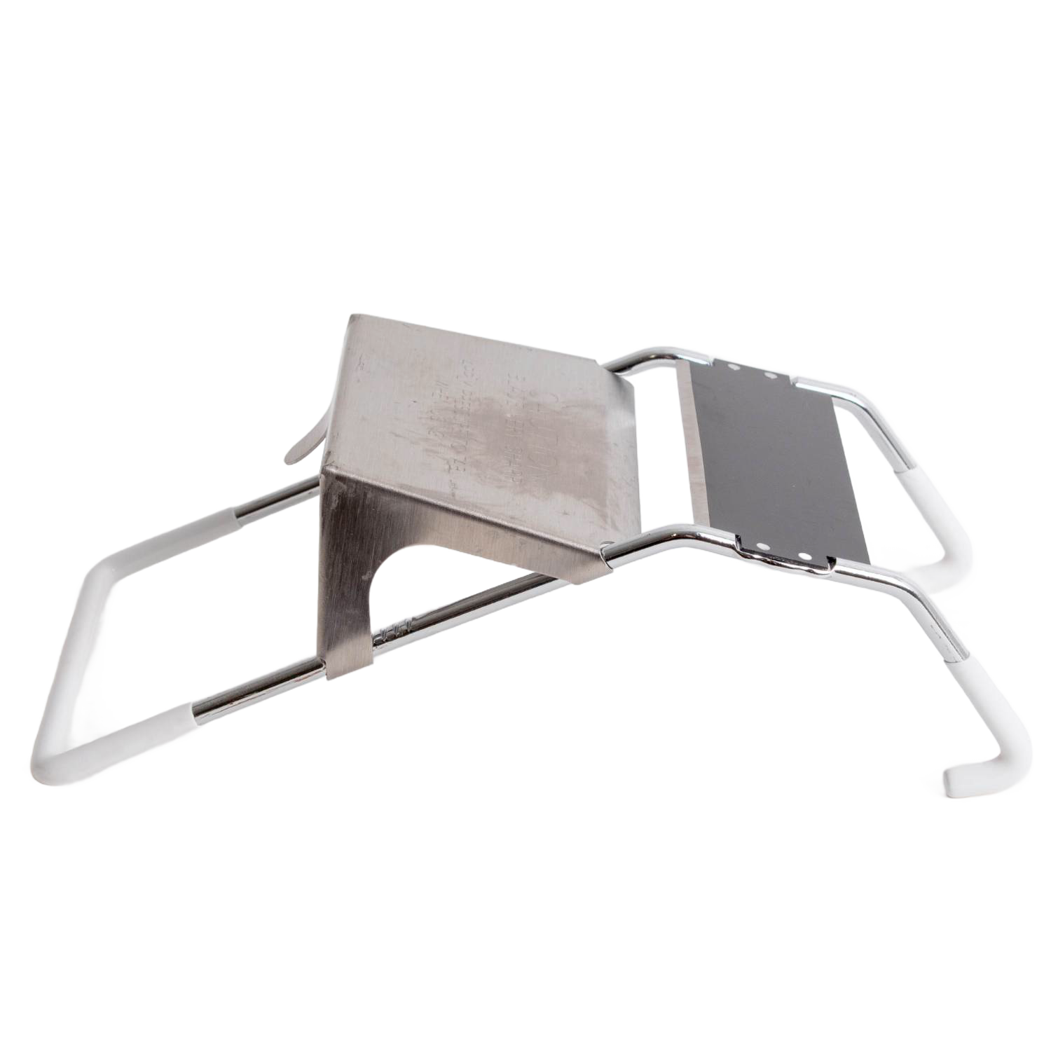 Manual vegetable slicer with stainless steel blade and white handles for kitchenware and under $50 collections