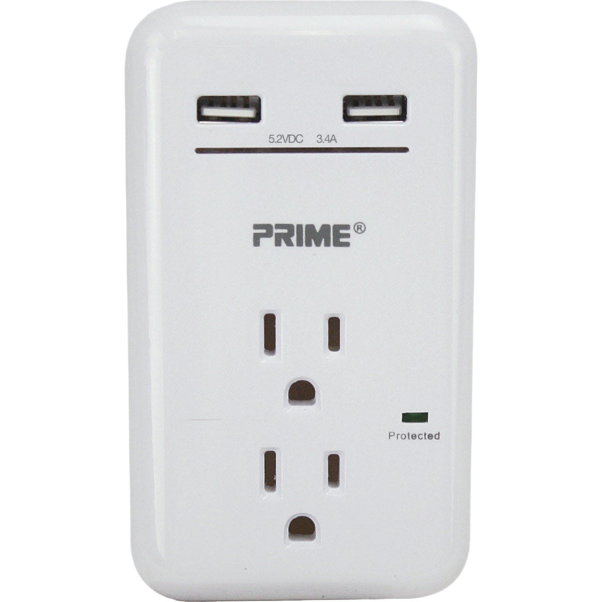 Compact white electrical outlet with two USB ports for fast charging and surge protection under $50 home improvement tool
