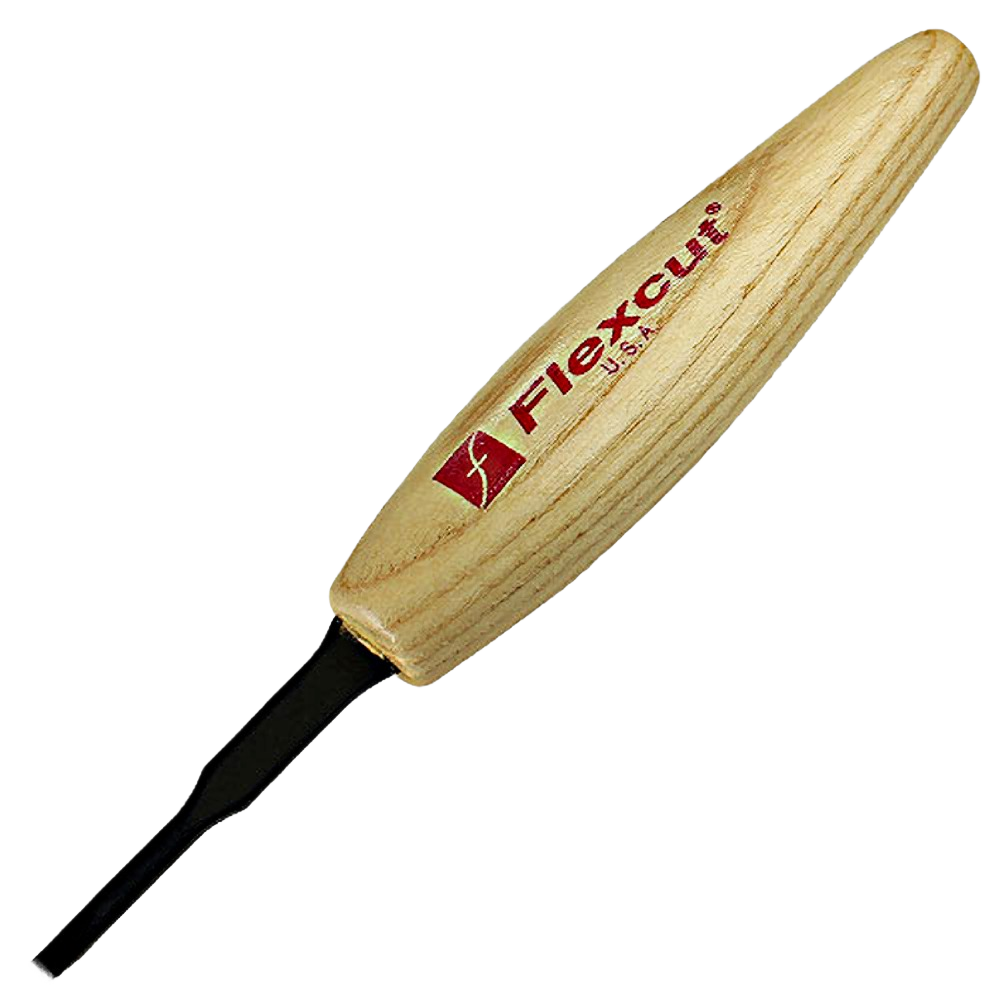 Wood-handled micro chisel with a narrow black metal blade for detailed woodworking and home improvement tasks