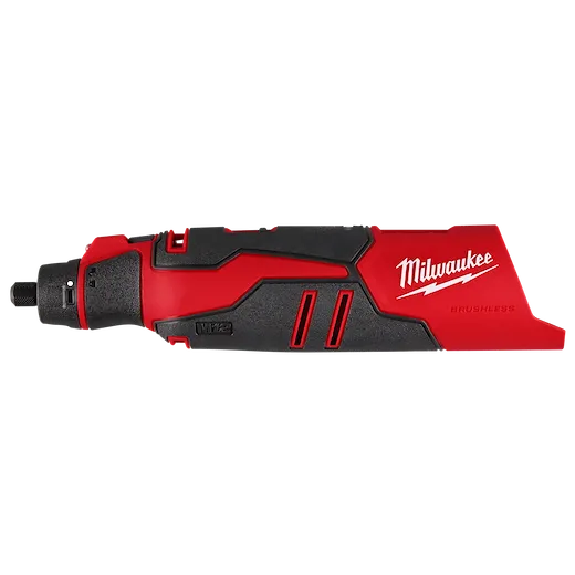 Compact red and black brushless rotary tool for precision home improvement and DIY tasks