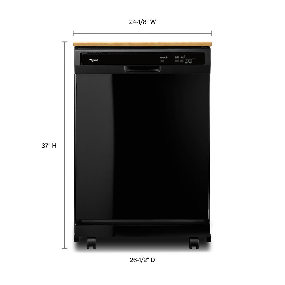 Black Whirlpool durable dishwasher with compact dimensions and digital control panel in Dishwashers at Hartville Hardware
